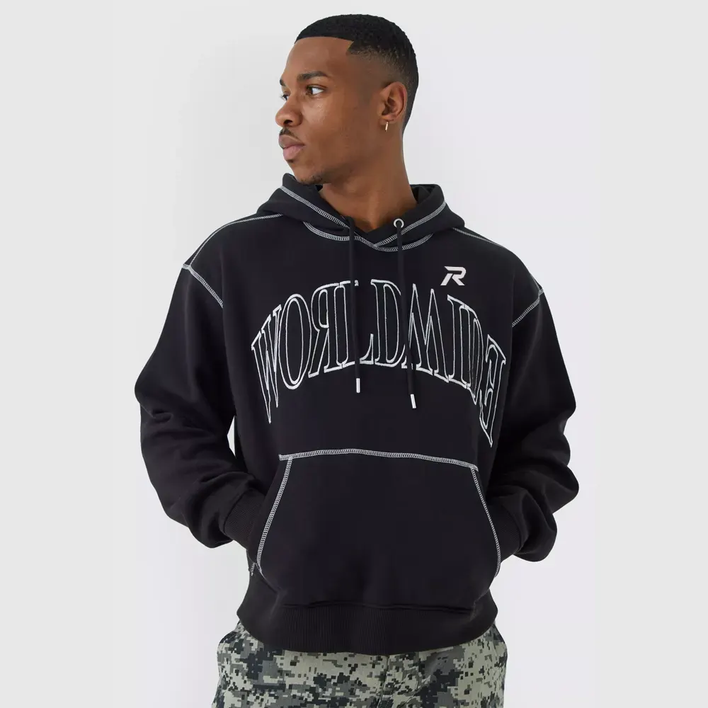 Oversized Worldwide Contrast Stitch Hoodie