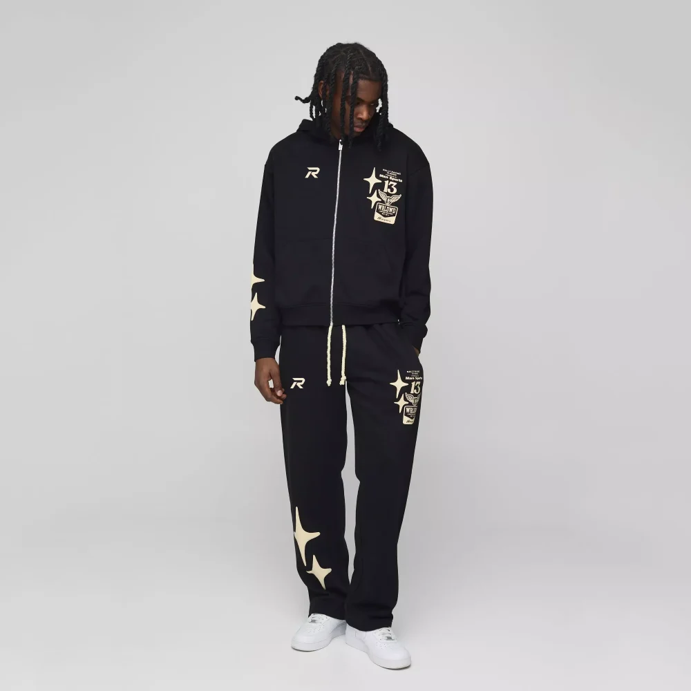 Oversized Boxy Graphic Hooded Zip Tracksuit